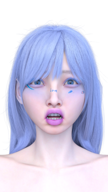 Bir kadının yüzünün 3 boyutlu görüntüsü.