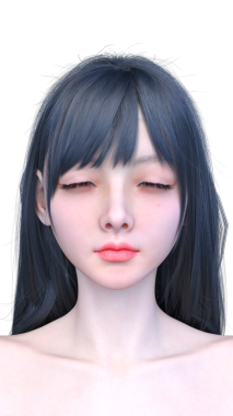 Bir kadının yüzünün 3 boyutlu görüntüsü.