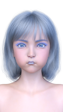 Bir kadının yüzünün 3 boyutlu görüntüsü.