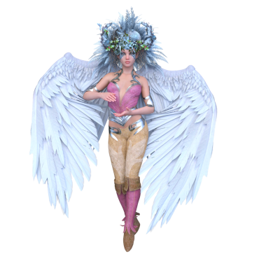 Bir çiçekle taçlandırılmış perinin 3 boyutlu tasviri