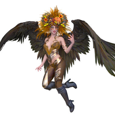 Bir çiçekle taçlandırılmış perinin 3 boyutlu tasviri