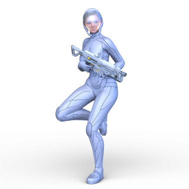 bir kadın savaşçı 3D render