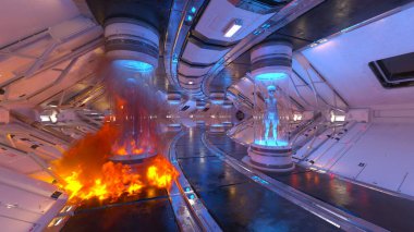 İçerideki uzay aracının 3B görüntülemesi