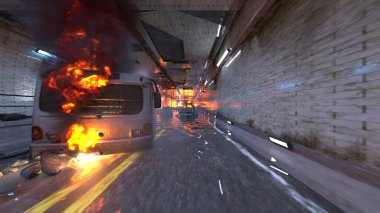 Araç yangınının 3 boyutlu görüntüsü