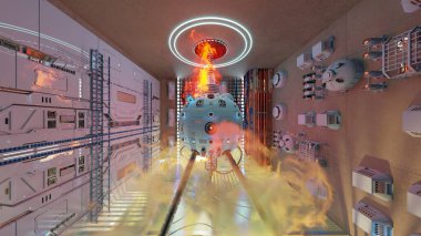 İçerideki uzay aracının 3B görüntülemesi