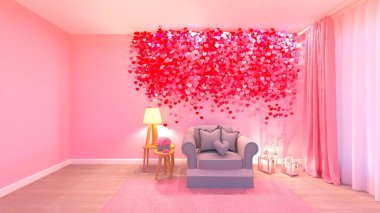 Oturma odasının 3 boyutlu görüntüsü