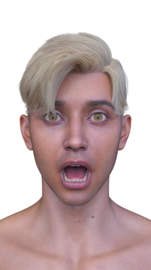 Bir adamın yüzünün 3 boyutlu görüntüsü.