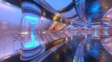 İçerideki uzay aracının 3B görüntülemesi