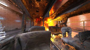 Araç yangınının 3 boyutlu görüntüsü