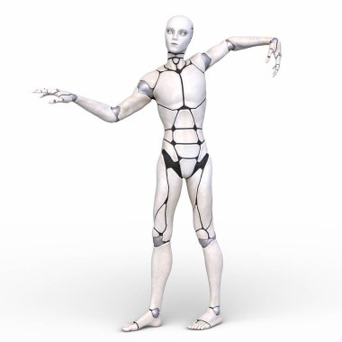 erkek bir cyborg 3D render