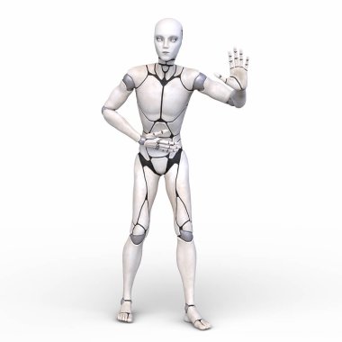 erkek bir cyborg 3D render