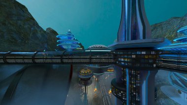 Uzay şehrinin 3B görüntülemesi