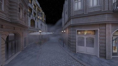 Parke taşlı sokakların 3 boyutlu canlandırması