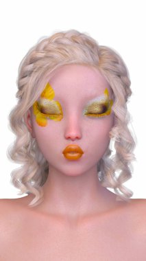 Bir kadının yüzünün 3 boyutlu görüntüsü.