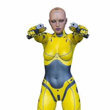 Dişi bir sayborgun 3D canlandırması