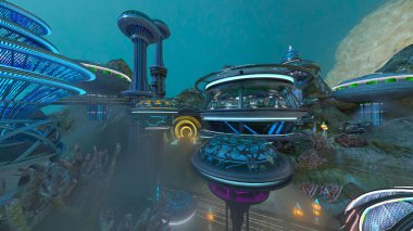 Uzay şehrinin 3B görüntülemesi