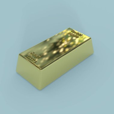 Altın külçesinin 3 boyutlu çizimi