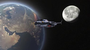 Uzay gemisinin ve Dünya 'nın 3DCG görüntüleri