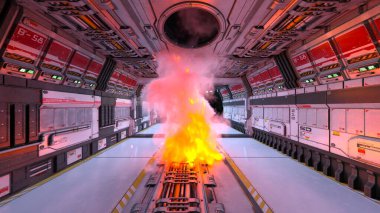 Uzay gemisi hangarının 3 boyutlu görüntüsü saldırı altında