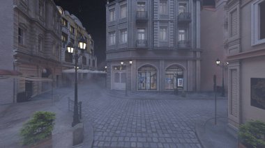 Parke taşlı sokakların 3 boyutlu canlandırması