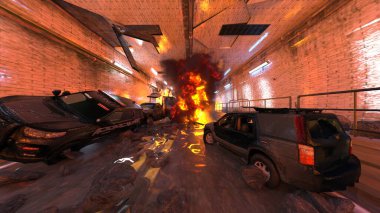 Araç yangınının 3 boyutlu görüntüsü