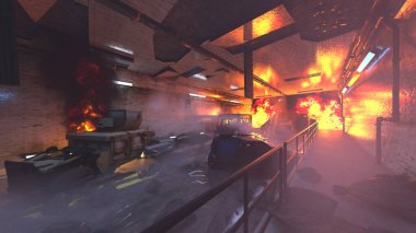 Araç yangınının 3 boyutlu görüntüsü