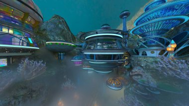 Uzay şehrinin 3B görüntülemesi