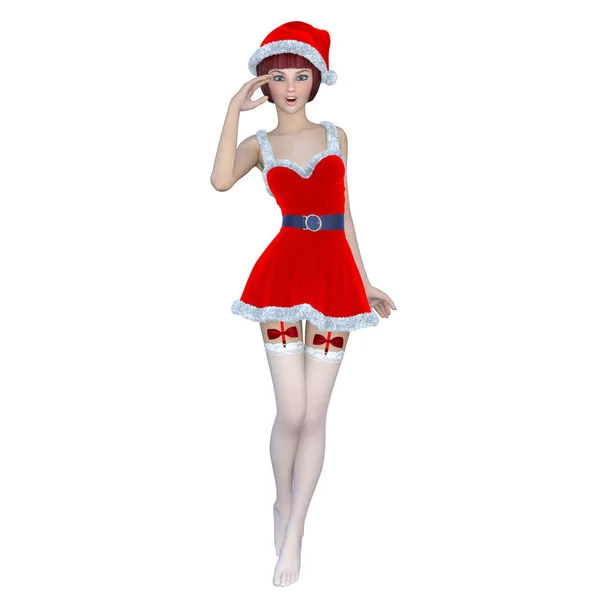 Young woman with Santa Claus costume — Stock Photo, Image