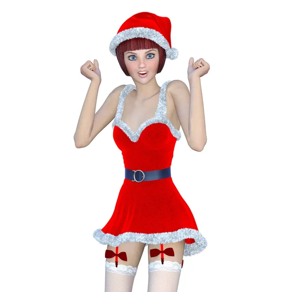 Jonge vrouw met Santa Claus kostuum — Stockfoto