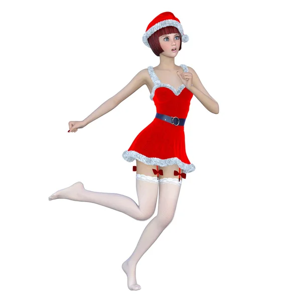 Giovane donna con costume da Babbo Natale — Foto Stock