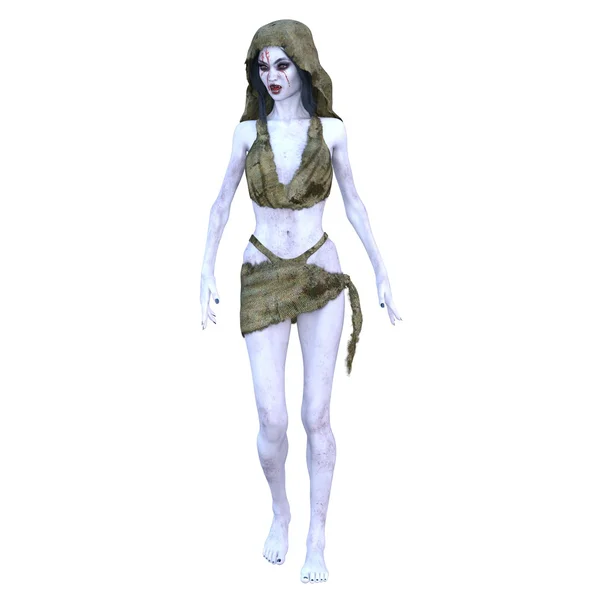 Kadın zombi 3D çizimi — Stok fotoğraf