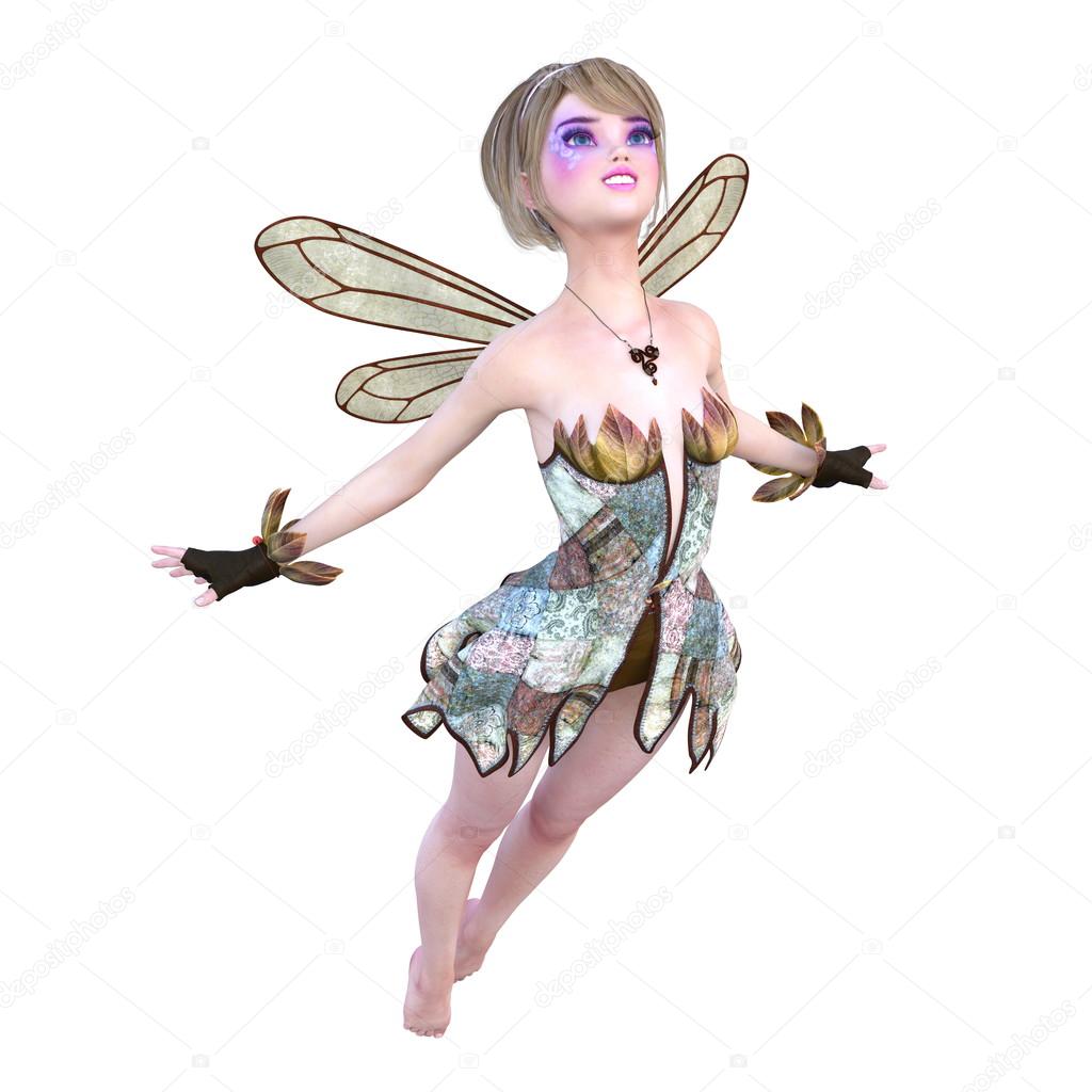 3D illustration of a fairy