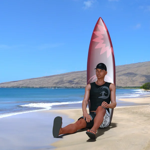 3D illustration of a surfer — Stock fotografie
