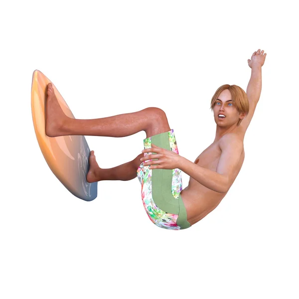 3D illustration of a surfer — Zdjęcie stockowe
