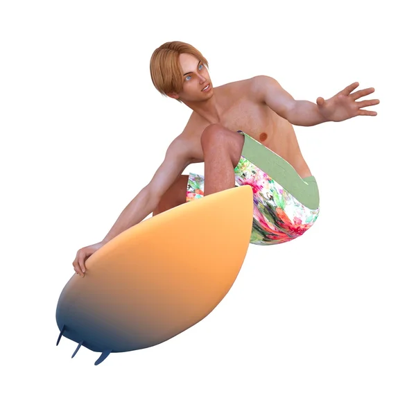 3D illustration of a surfer — 图库照片