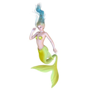 Deniz kızı 3D çizimi