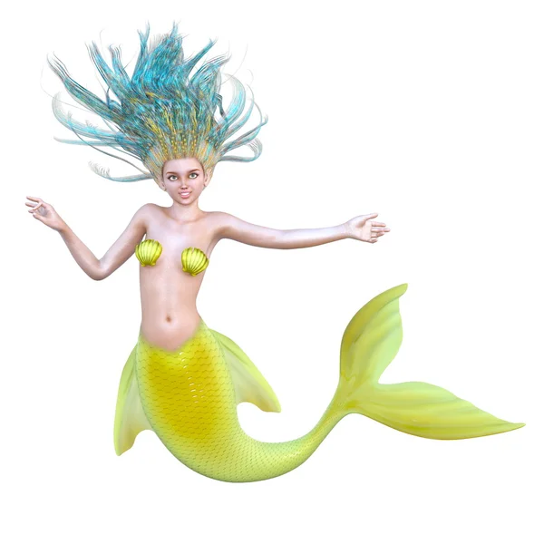 Ilustración 3D de una sirena — Foto de Stock