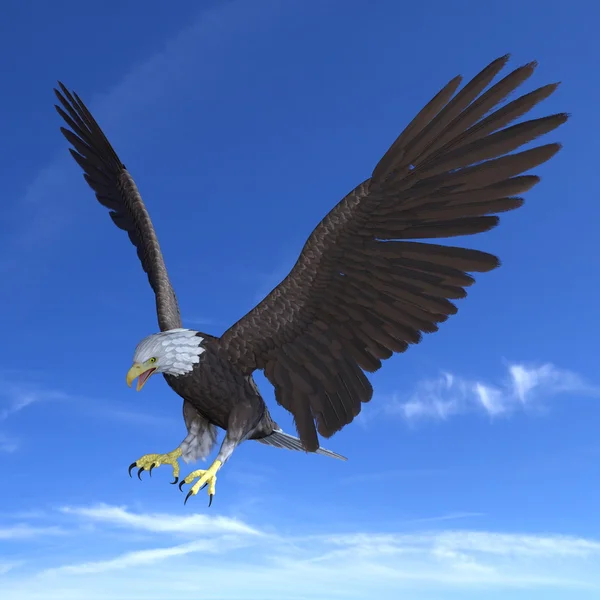 3D иллюстрация лысого орла и неба — стоковое фото