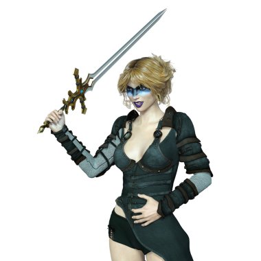 bir kadın savaşçı 3D çizimi