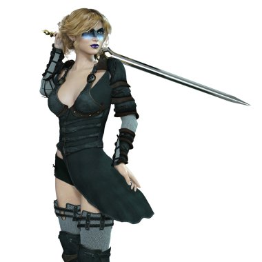 bir kadın savaşçı 3D çizimi