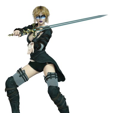 bir kadın savaşçı 3D çizimi