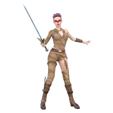bir kadın savaşçı 3D çizimi