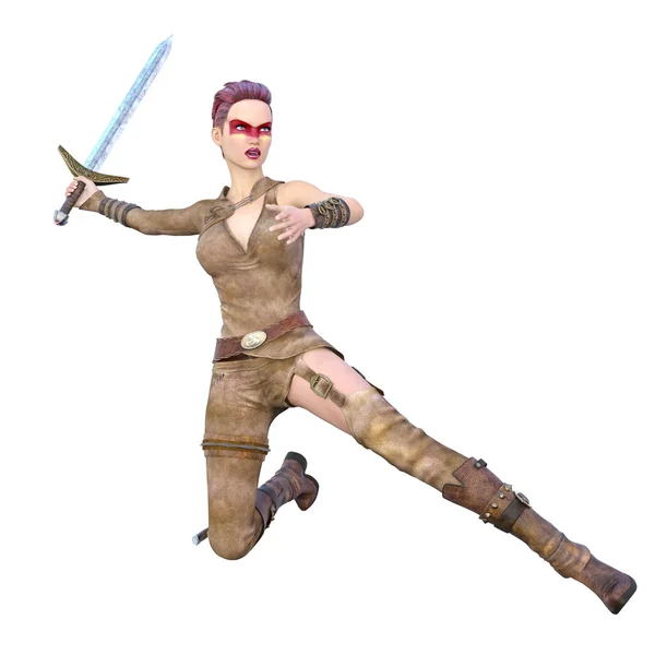 3D illustration of a female warrior — Stock Photo, Image