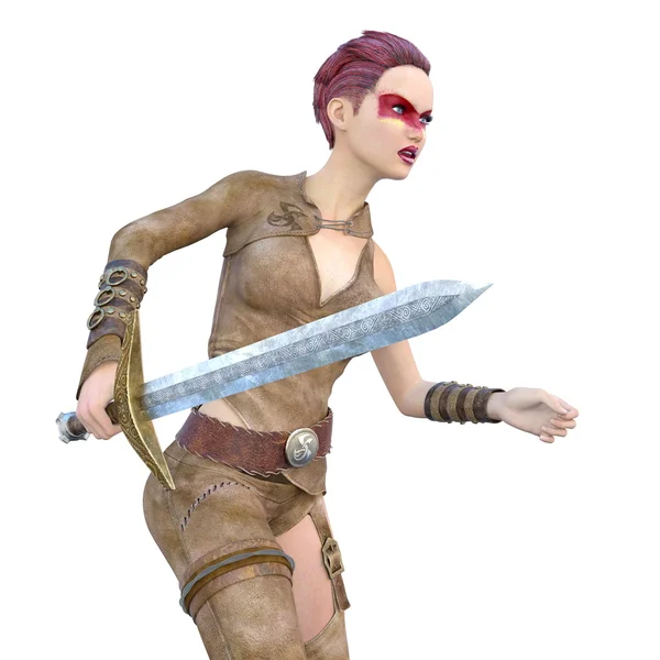 3D illustration of a female warrior — Stock Photo, Image