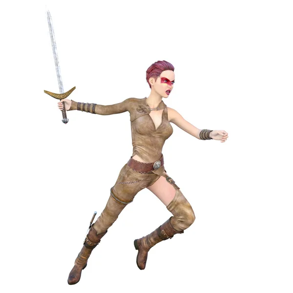 3D illustration of a female warrior — Stock Photo, Image