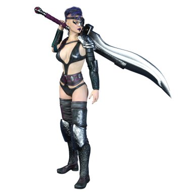 bir kadın savaşçı 3D çizimi