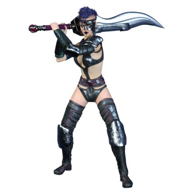 bir kadın savaşçı 3D çizimi