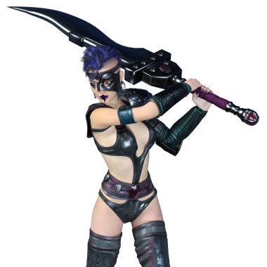 bir kadın savaşçı 3D çizimi