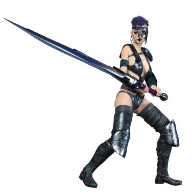 bir kadın savaşçı 3D çizimi