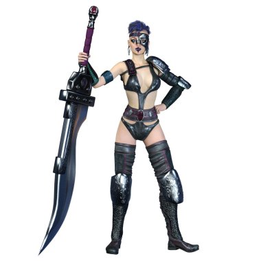 bir kadın savaşçı 3D çizimi